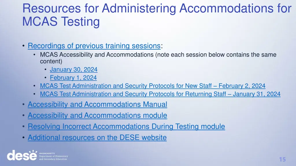 resources for administering accommodations