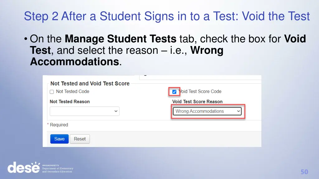 step 2 after a student signs in to a test void