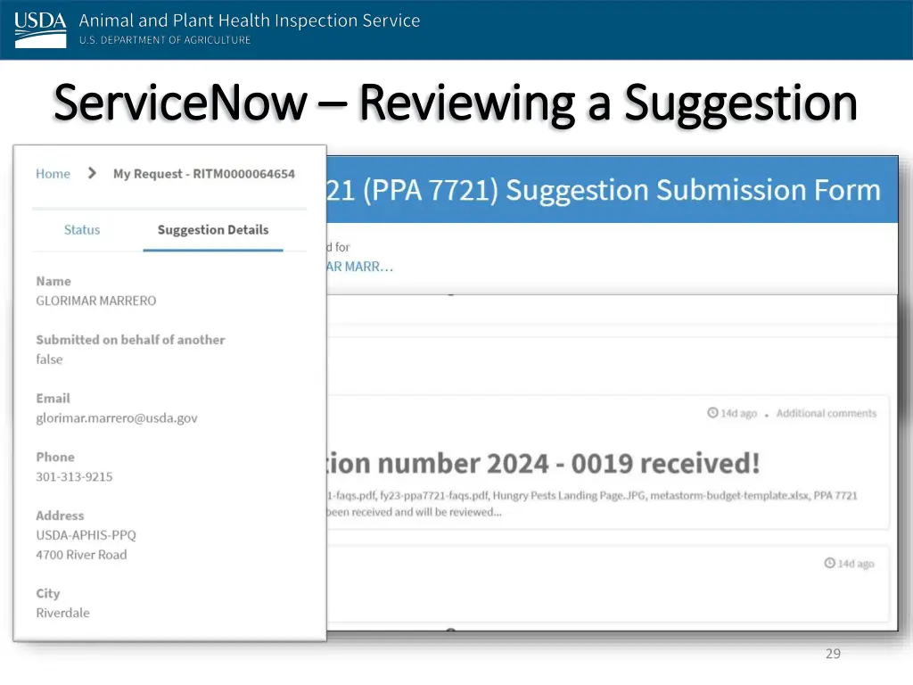 servicenow servicenow reviewing a suggestion