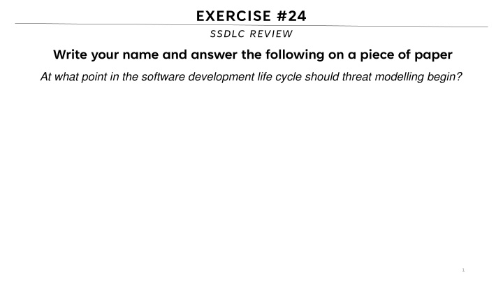 exercise 24 ssdlc review