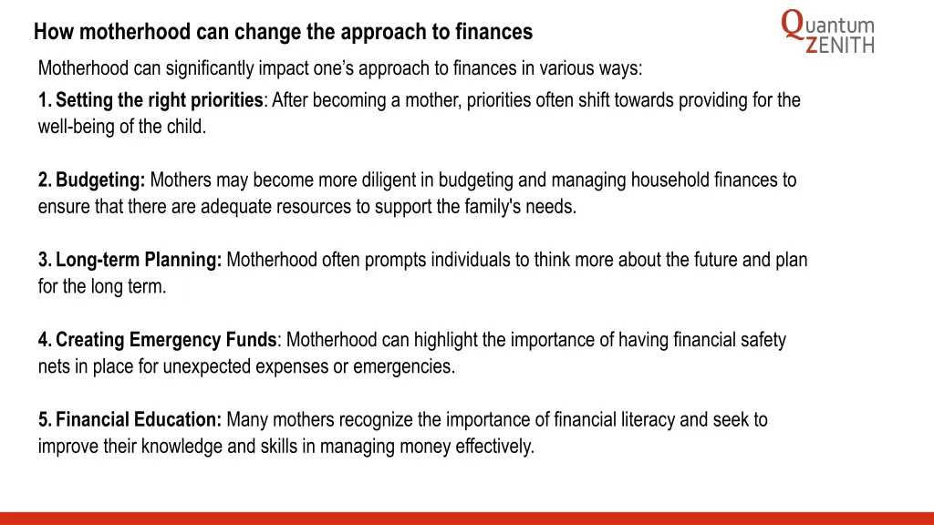 how motherhood can change the approach to finances