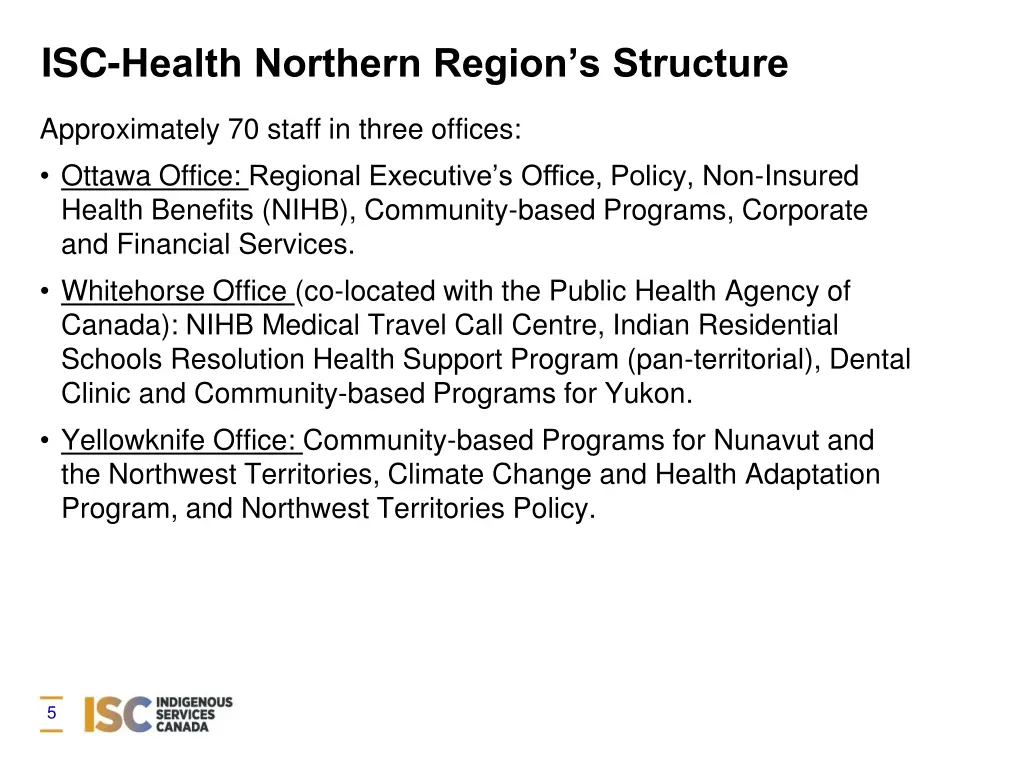 isc health northern region s structure