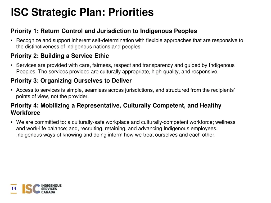 isc strategic plan priorities