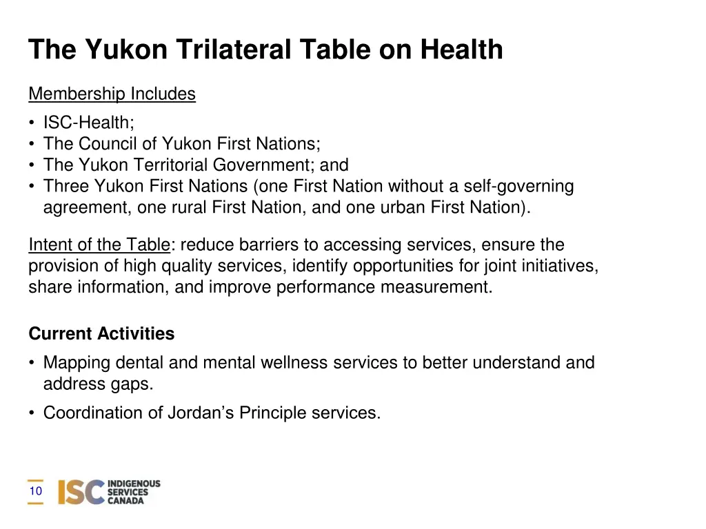 the yukon trilateral table on health