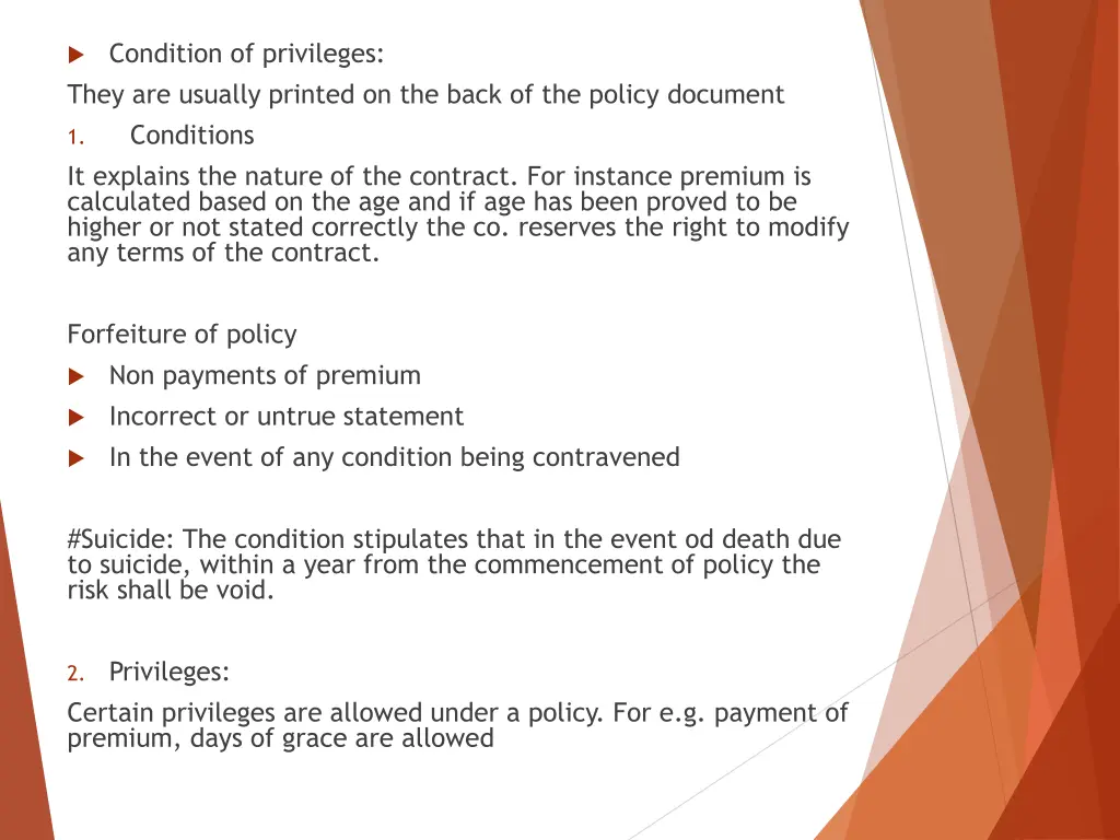 condition of privileges they are usually printed