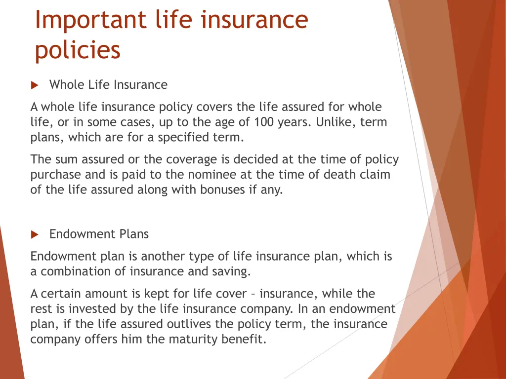 important life insurance policies