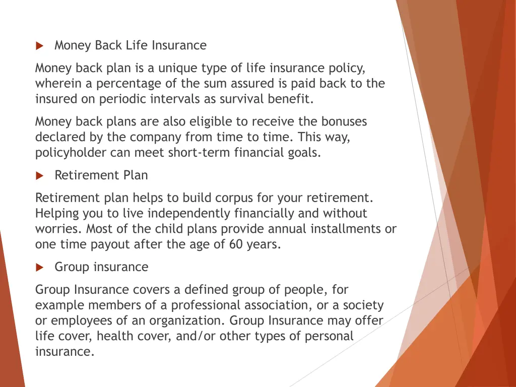 money back life insurance