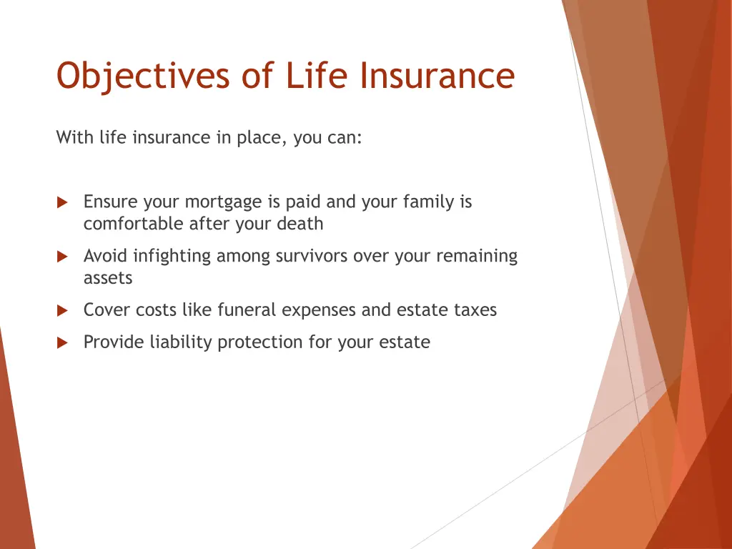 objectives of life insurance