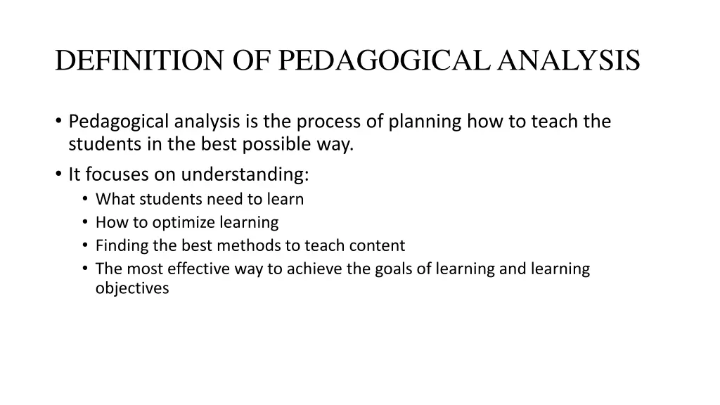 definition of pedagogical analysis