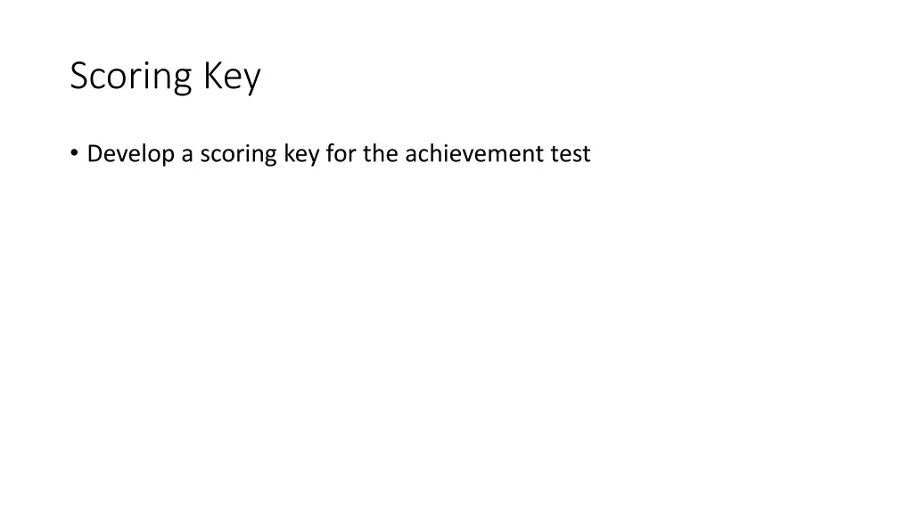 scoring key