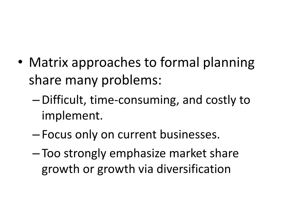 matrix approaches to formal planning share many