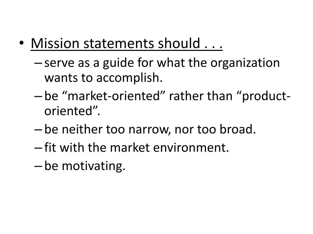 mission statements should serve as a guide