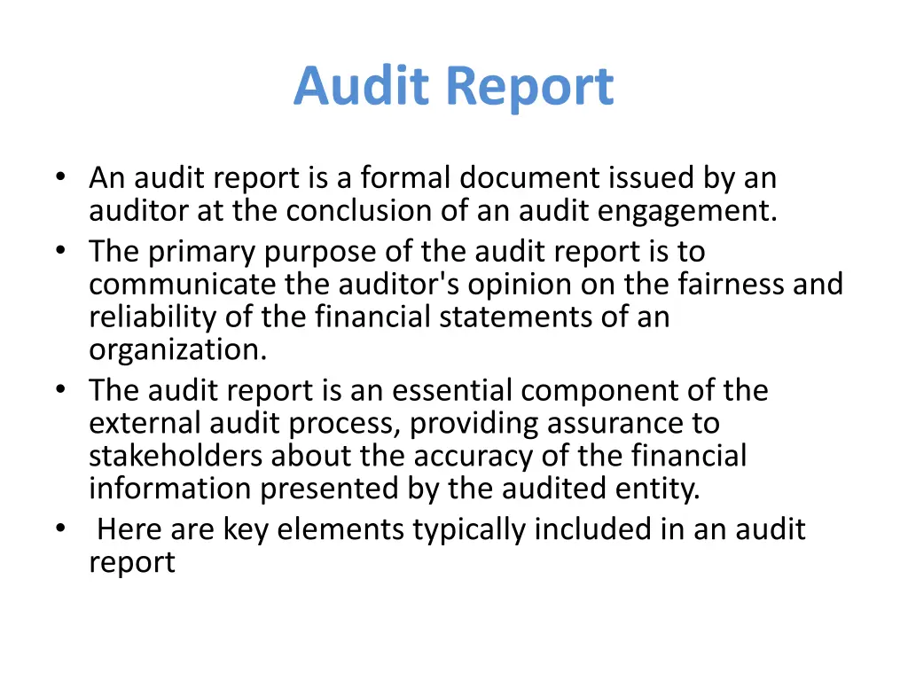 audit report