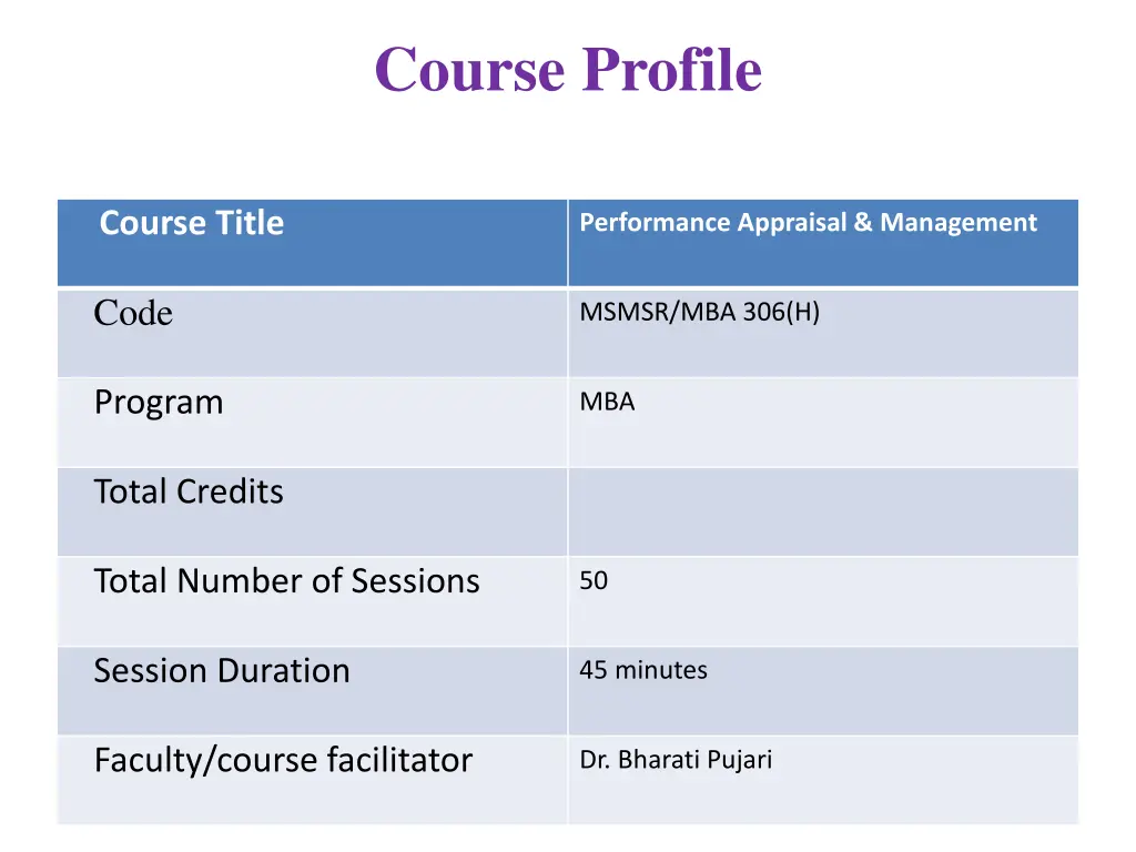 course profile