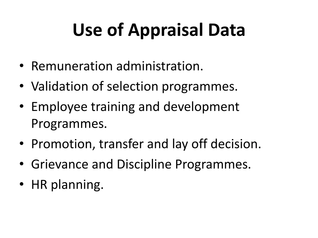 use of appraisal data