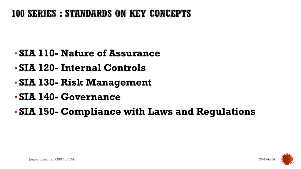 100 series standards on key concepts