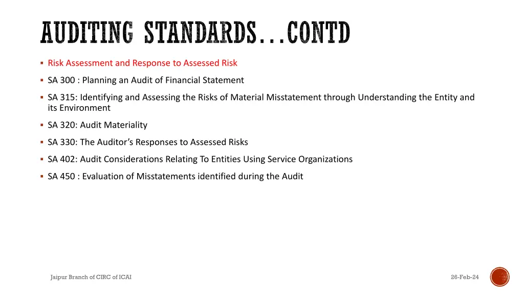 auditing standards contd