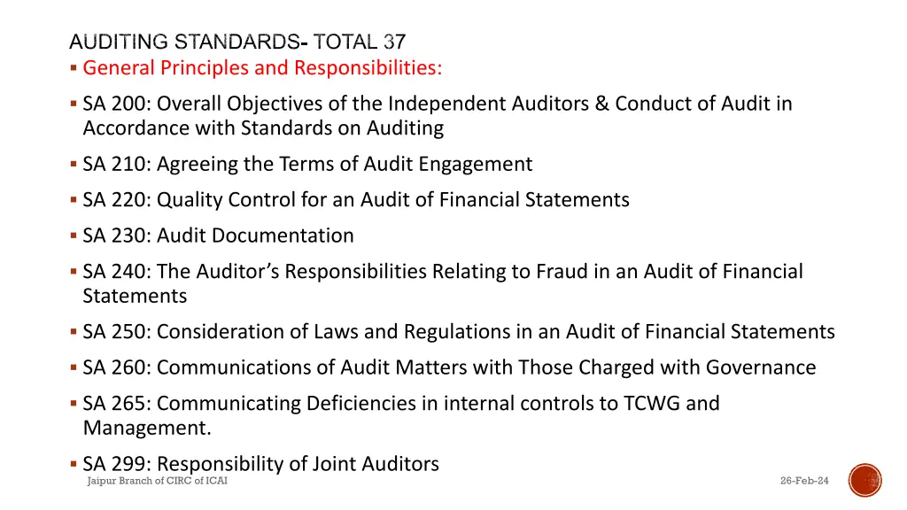 auditing standards total 37 general principles