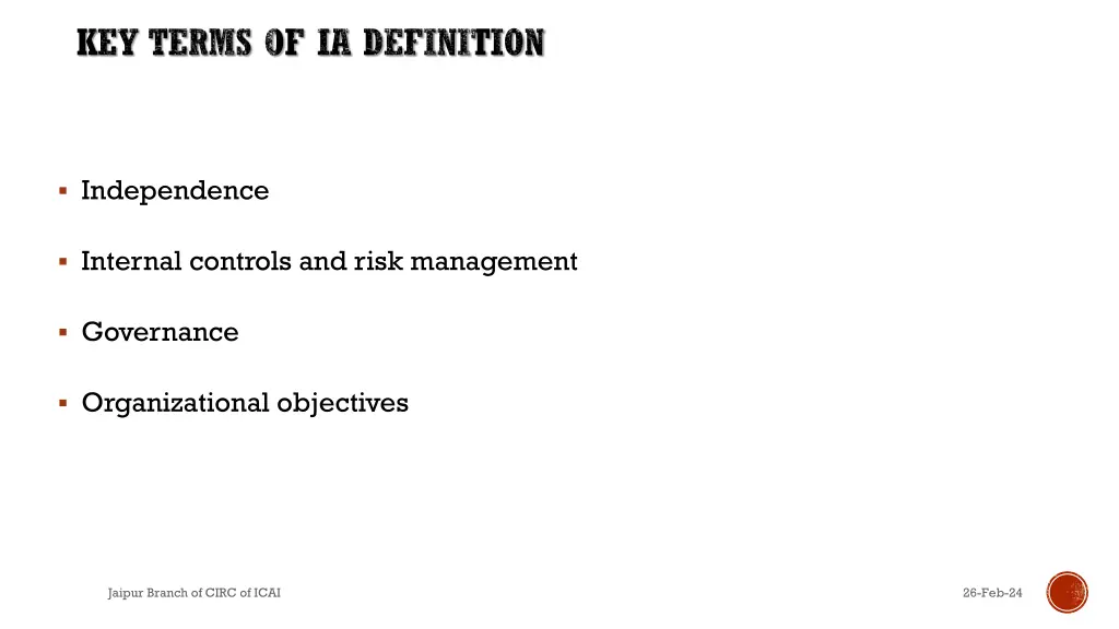 key terms of ia definition