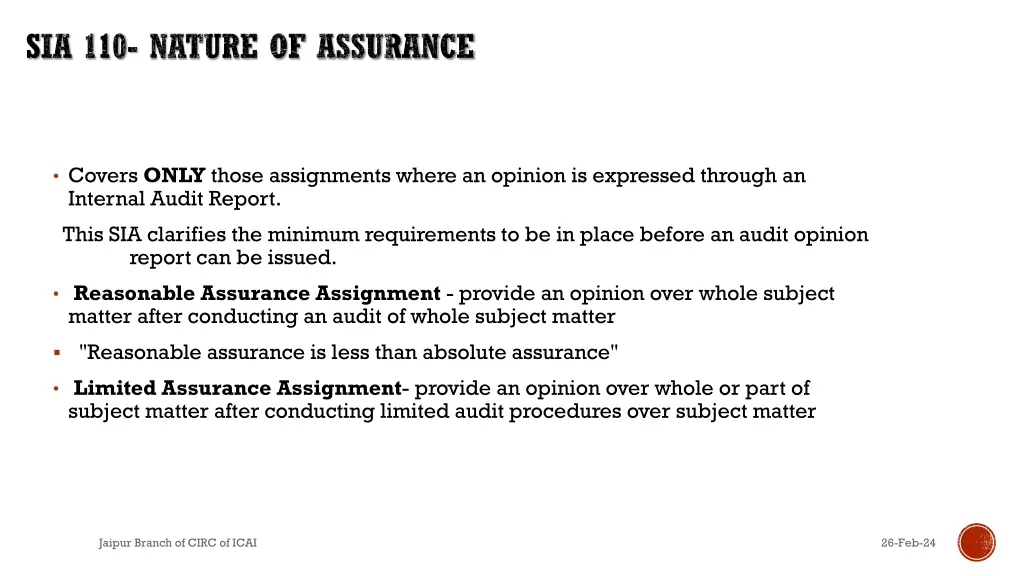 sia 110 nature of assurance