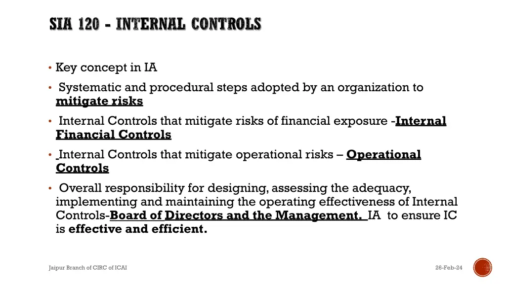 sia 120 internal controls