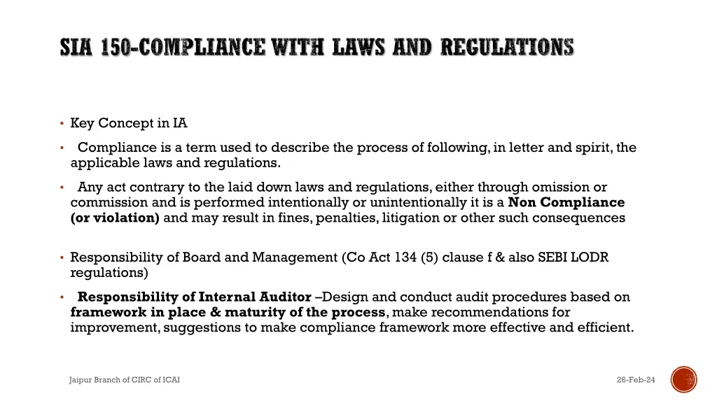 sia 150 compliance with laws and regulations