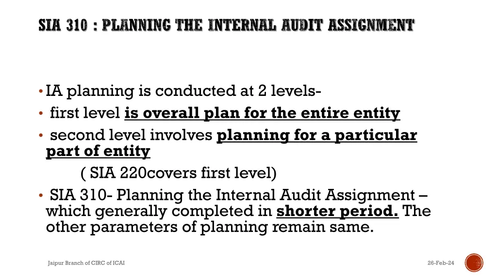 sia 310 planning the internal audit assignment