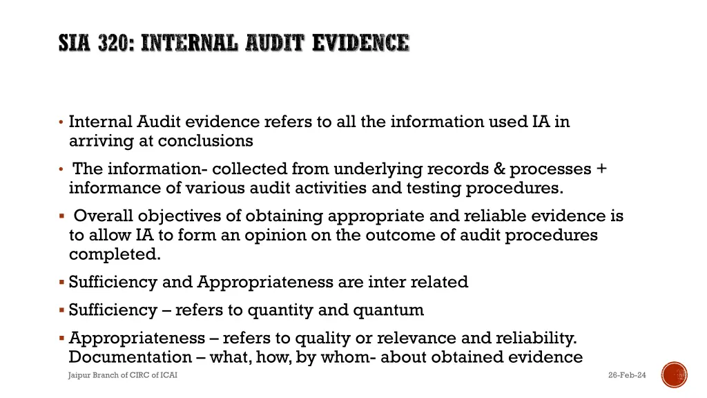 sia 320 internal audit evidence