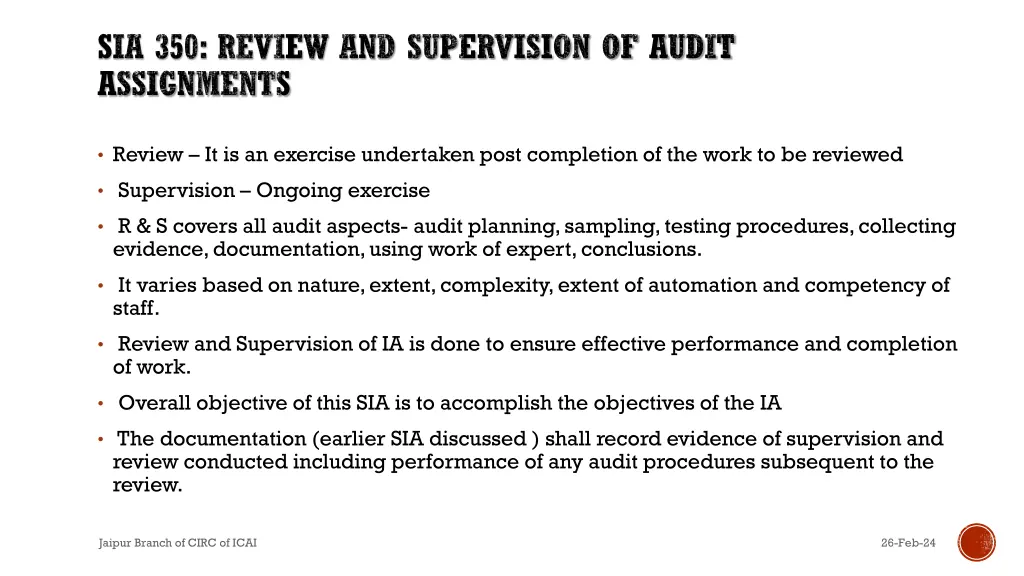 sia 350 review and supervision of audit