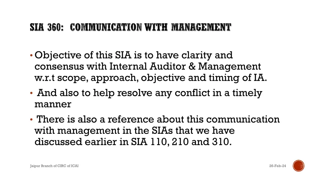 sia 360 communication with management