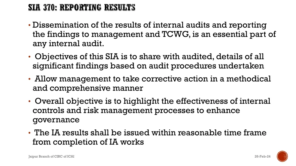 sia 370 reporting results