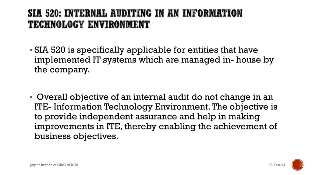 sia 520 internal auditing in an information