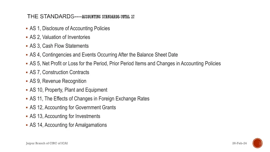 the standards accounting standards total 27