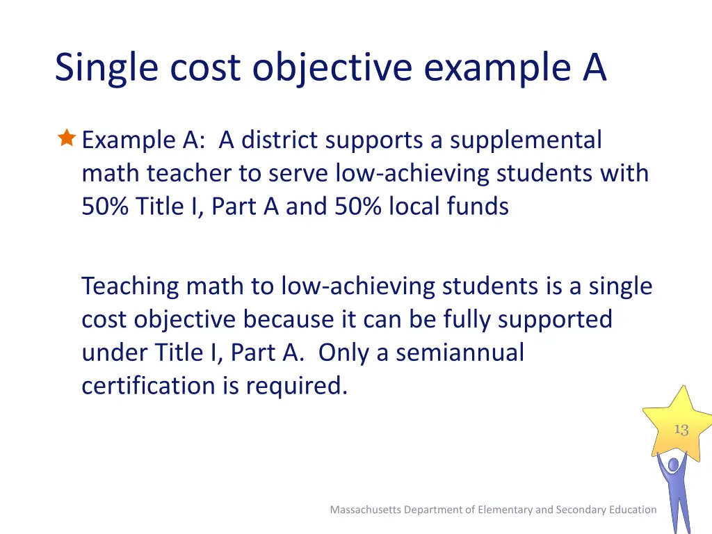 single cost objective example a