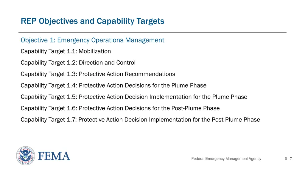 rep objectives and capability targets 1