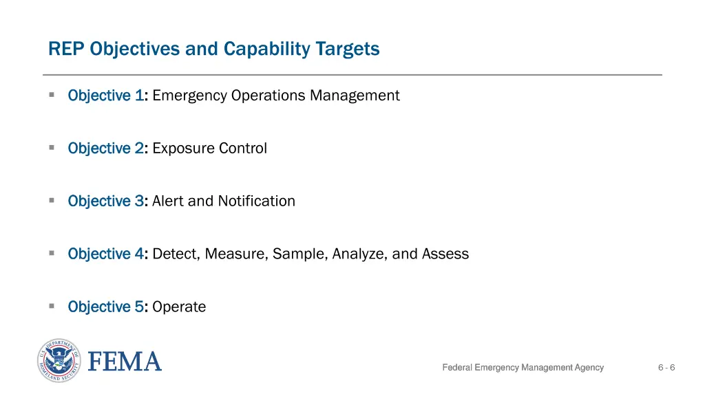 rep objectives and capability targets