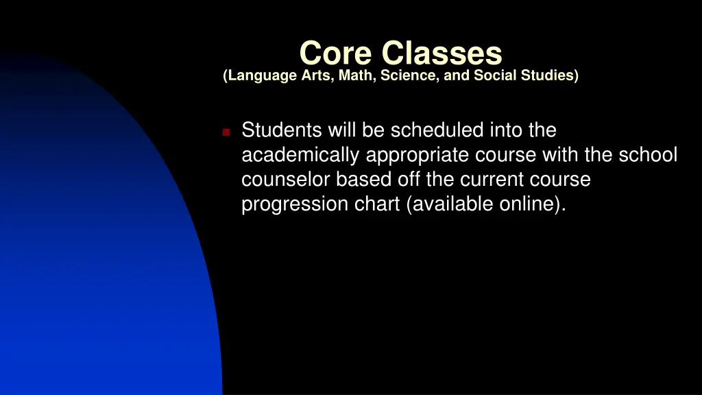 core classes language arts math science