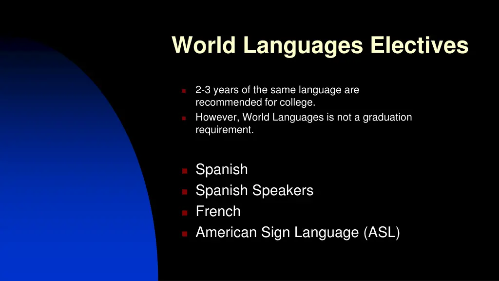 world languages electives