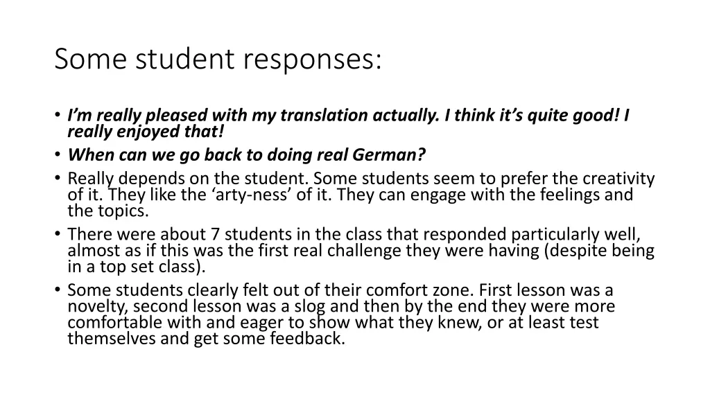 some student responses