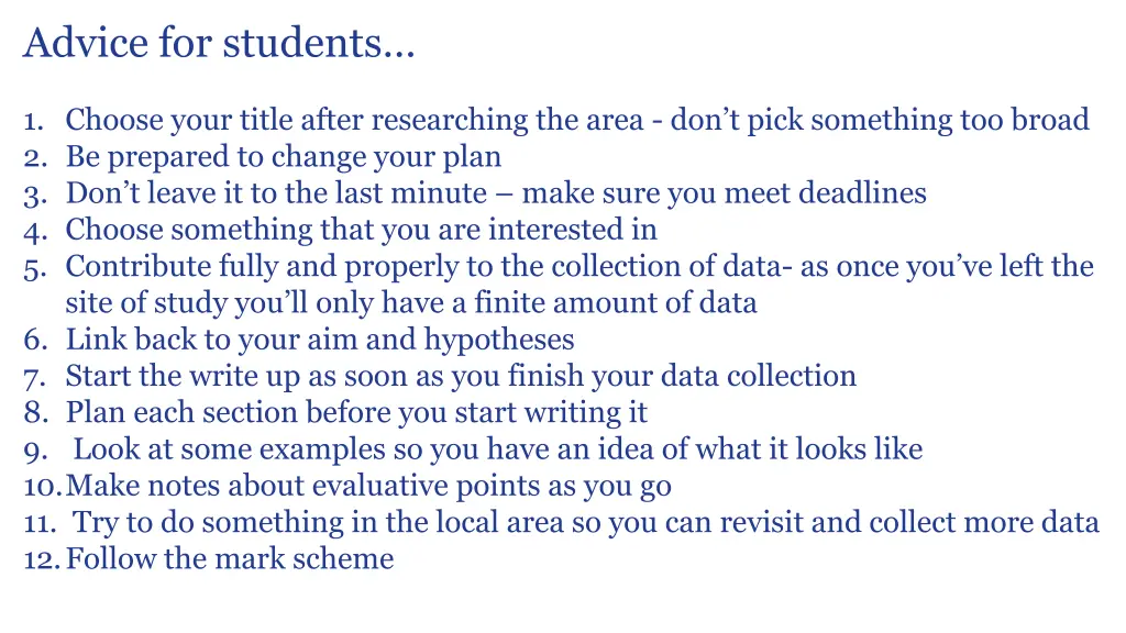 advice for students