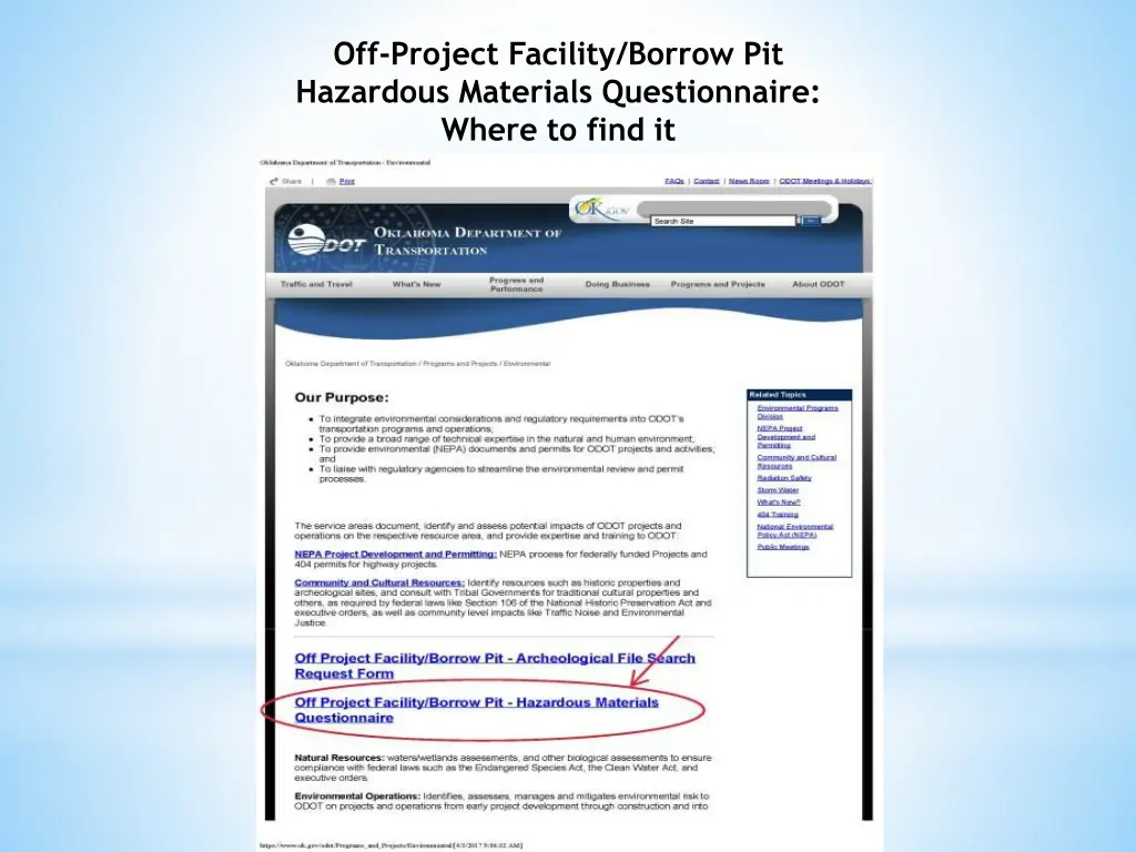 off project facility borrow pit hazardous 3