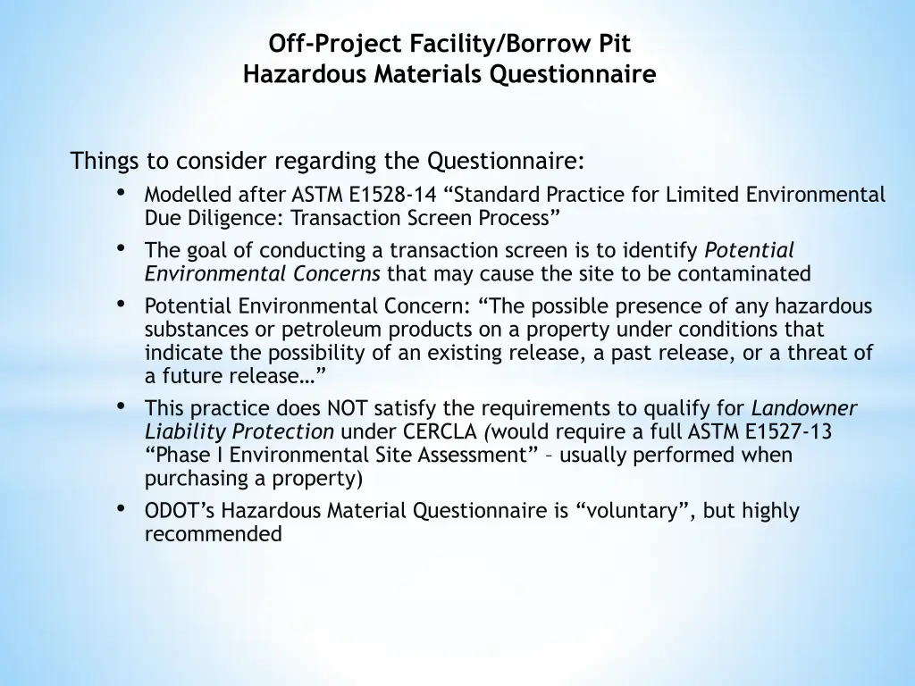 off project facility borrow pit hazardous 5