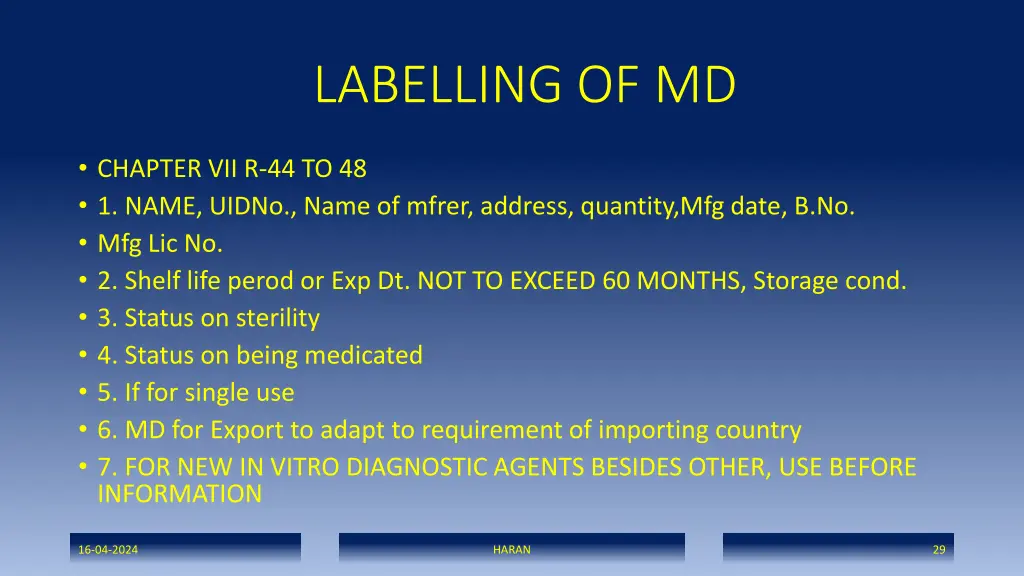 labelling of md