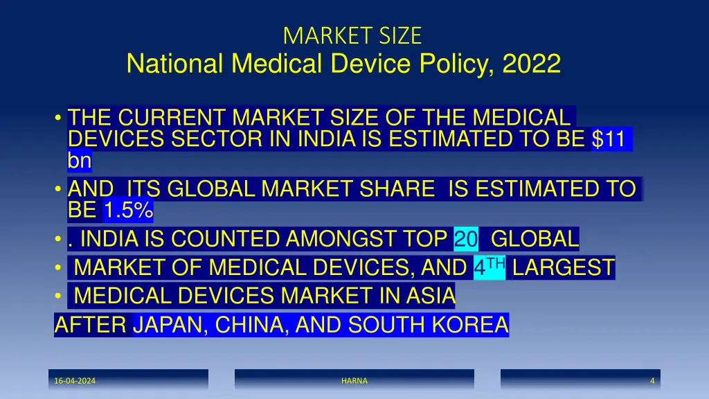 market size national medical device policy 2022