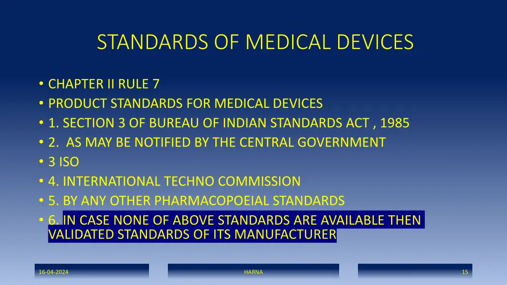 standards of medical devices