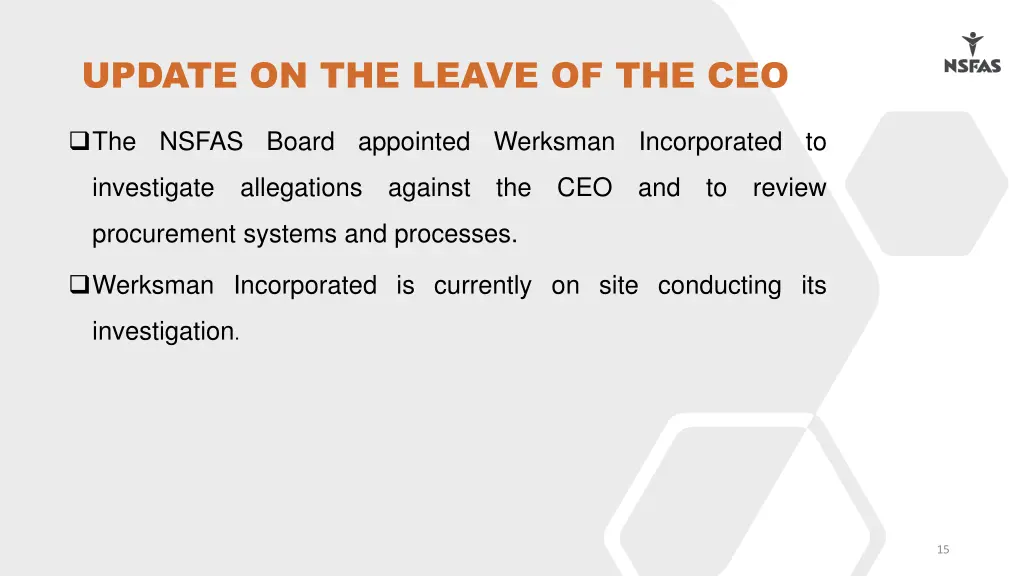 update on the leave of the ceo 1