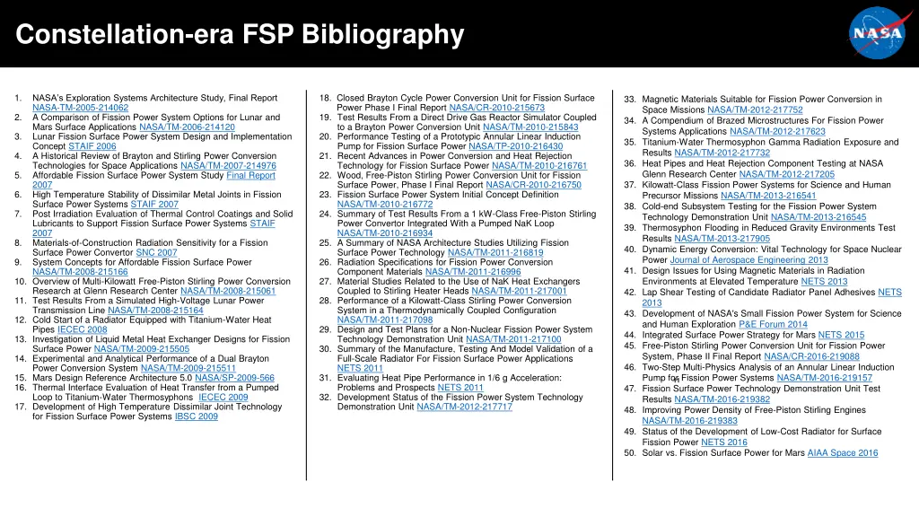 constellation era fsp bibliography