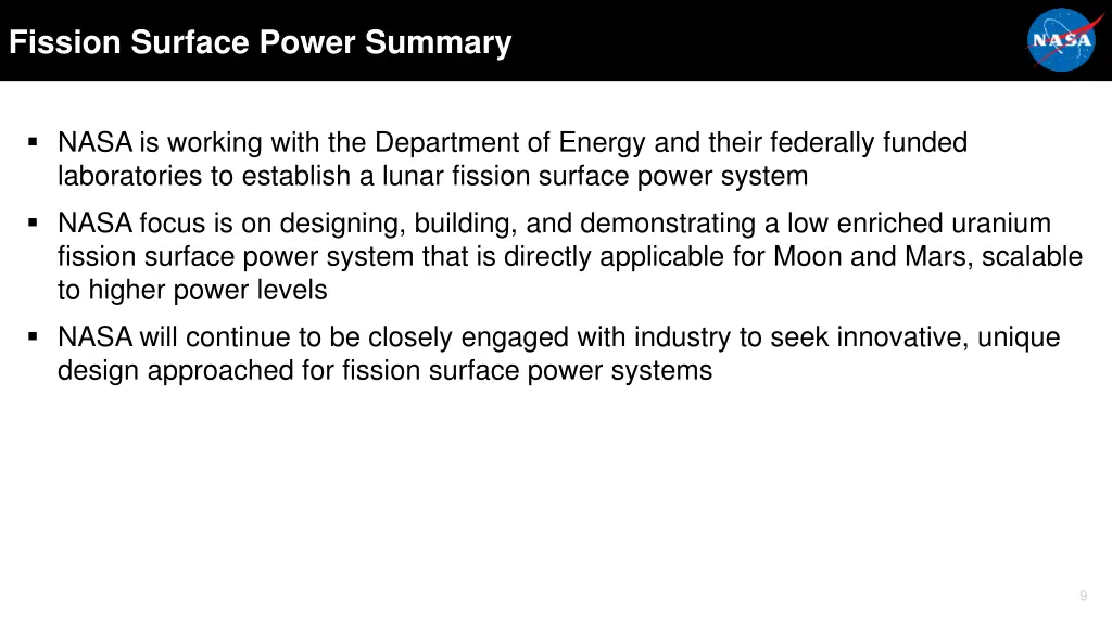 fission surface power summary