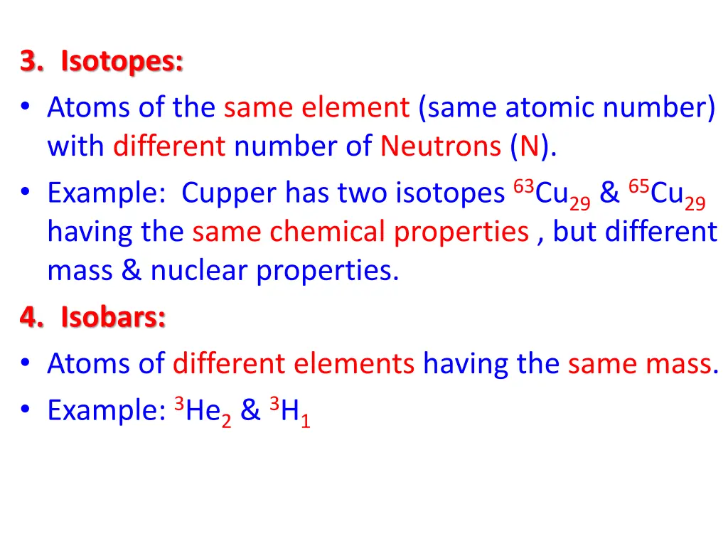 3 isotopes atoms of the same element same atomic