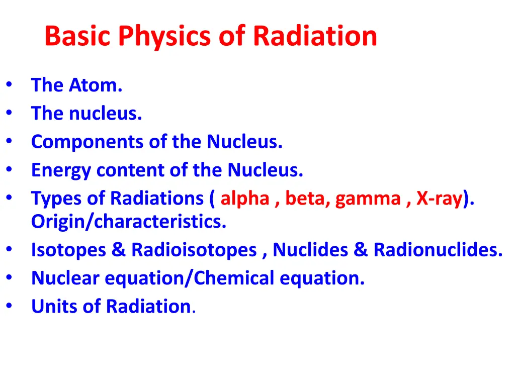 basic physics of radiation